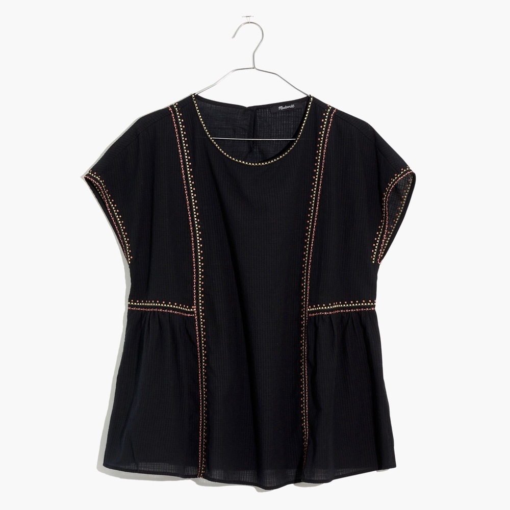 Madewell Embroidered Crewneck Folk Top